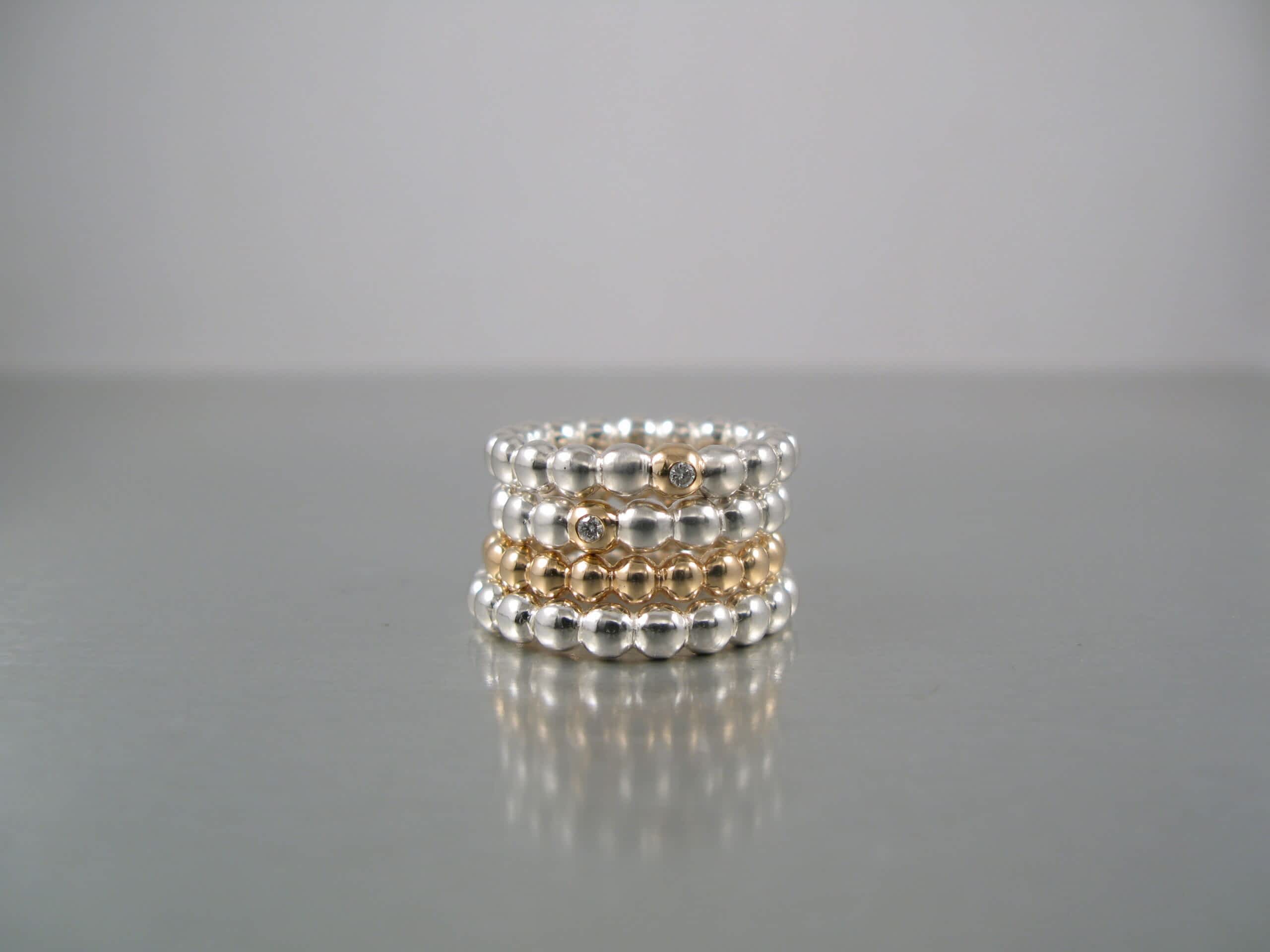 Ringar ”Kulring”, silver, guld och diamanter